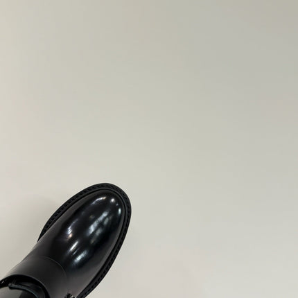 VIV' RANGERS CHELSEA ANKLE BOOTS IN BLACK CALFSKIN WITH SILVER CRYSTAL BUCKLE