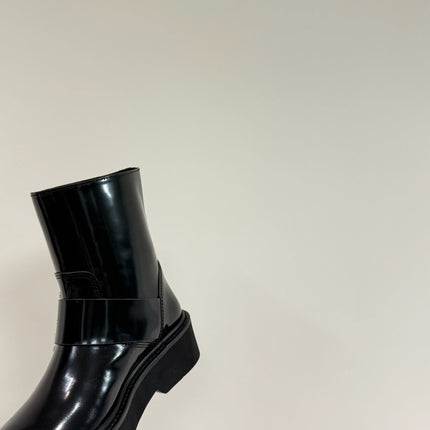 VIV' RANGERS CHELSEA ANKLE BOOTS IN BLACK CALFSKIN WITH SILVER CRYSTAL BUCKLE