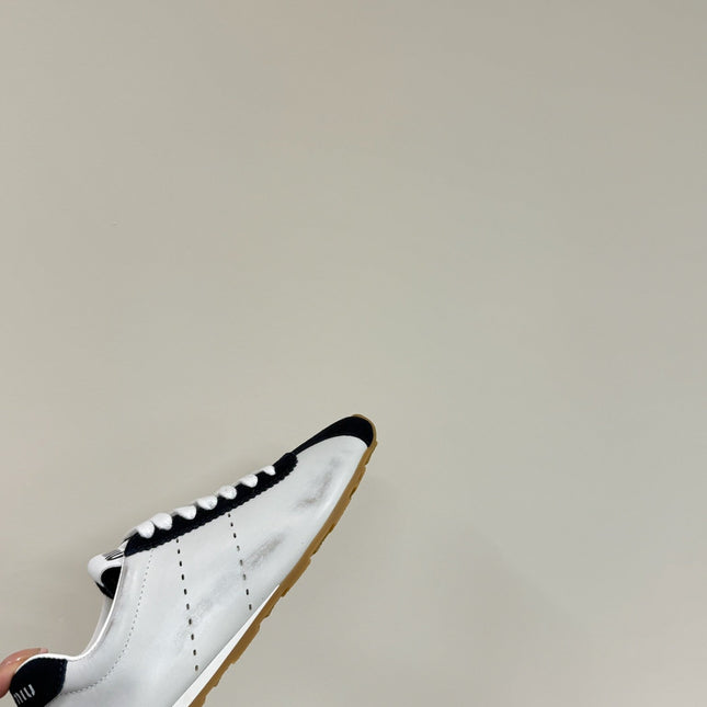 PLUME SNEAKERS IN WHITE NAPPA LAMBSKIN AND NAVY SUEDE