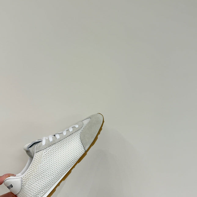 RETRO SNEAKERS IN BEIGE MESH AND SUEDE