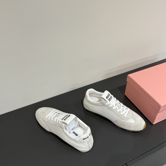 RETRO SNEAKERS IN BEIGE MESH AND SUEDE