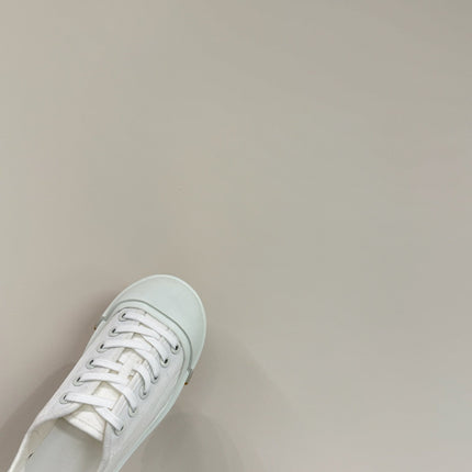 VULCAN PLATFORM SNEAKER IN WHITE CANVAS AND LAMBSKIN