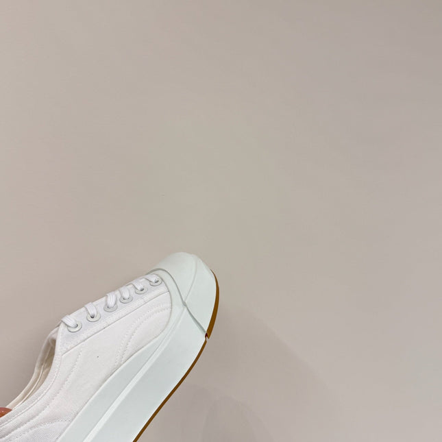 VULCAN PLATFORM SNEAKER IN WHITE CANVAS AND LAMBSKIN