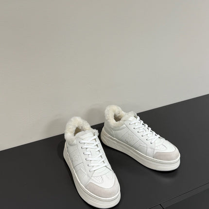 STAR SNEAKER WHITE CALFSKIN AND SUEDE CALFSKIN WITH SHEARLING LINING