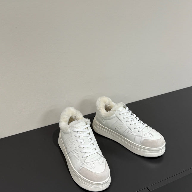 STAR SNEAKER WHITE CALFSKIN AND SUEDE CALFSKIN WITH SHEARLING LINING