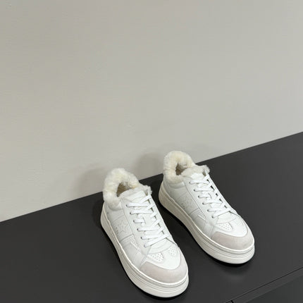 STAR SNEAKER WHITE CALFSKIN AND SUEDE CALFSKIN WITH SHEARLING LINING