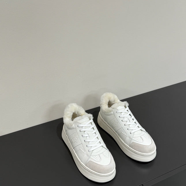 STAR SNEAKER WHITE CALFSKIN AND SUEDE CALFSKIN WITH SHEARLING LINING