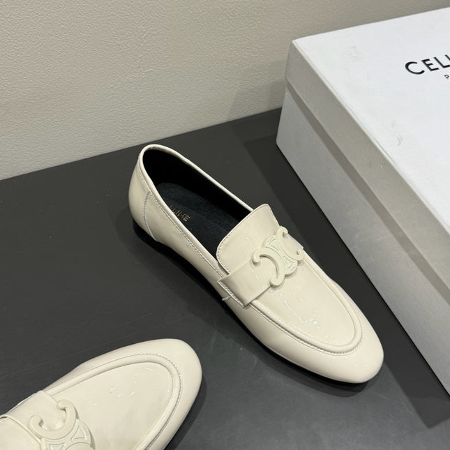 TRIOMPHE LOAFERS IN WHITE PATENT CALFSKIN