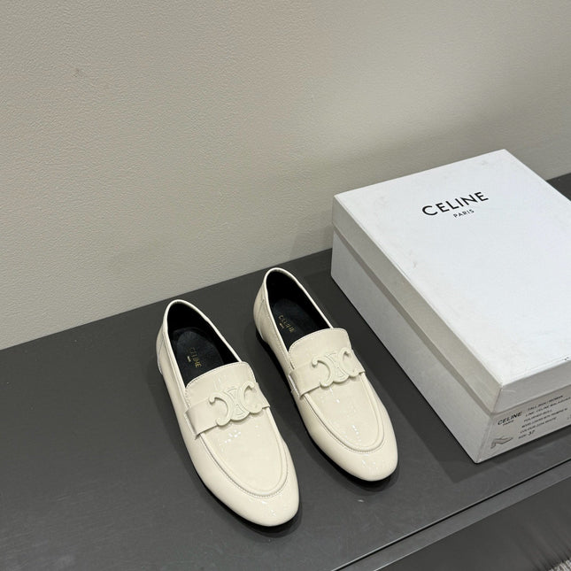TRIOMPHE LOAFERS IN WHITE PATENT CALFSKIN