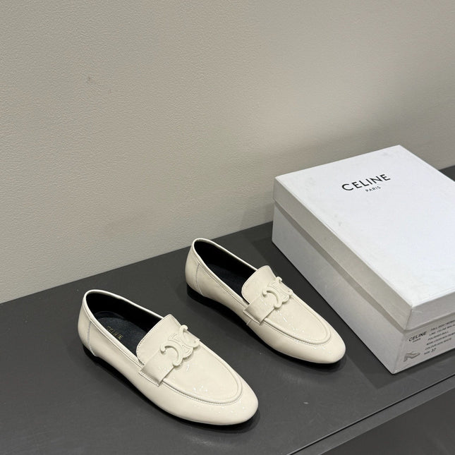 TRIOMPHE LOAFERS IN WHITE PATENT CALFSKIN