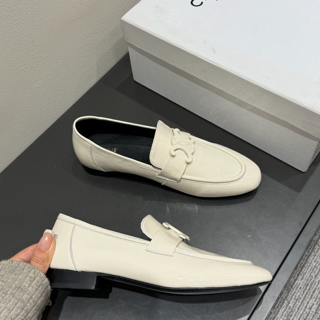 TRIOMPHE LOAFERS IN WHITE PATENT CALFSKIN