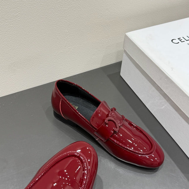 TRIOMPHE LOAFERS IN MAROON RED PATENT CALFSKIN