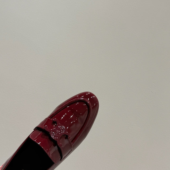 TRIOMPHE LOAFERS IN MAROON RED PATENT CALFSKIN