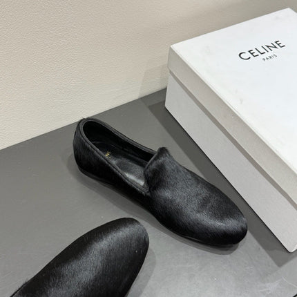 FURRY LOAFERS IN BLACK CALF HAIR