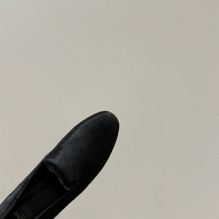 FURRY LOAFERS IN BLACK CALF HAIR