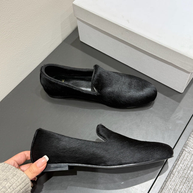 FURRY LOAFERS IN BLACK CALF HAIR