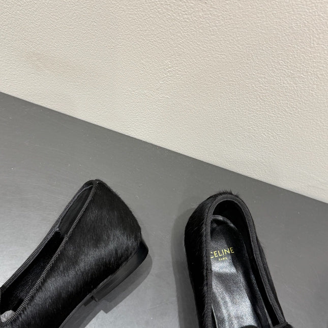 FURRY LOAFERS IN BLACK CALF HAIR