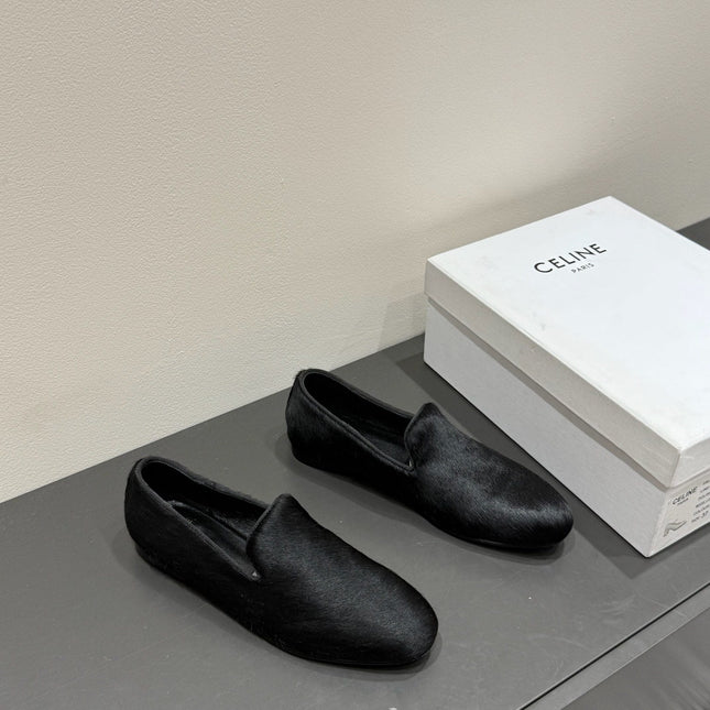 FURRY LOAFERS IN BLACK CALF HAIR