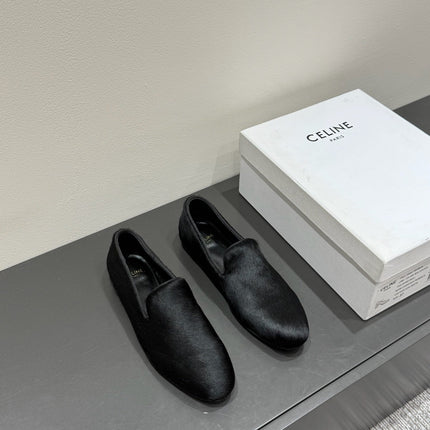 FURRY LOAFERS IN BLACK CALF HAIR