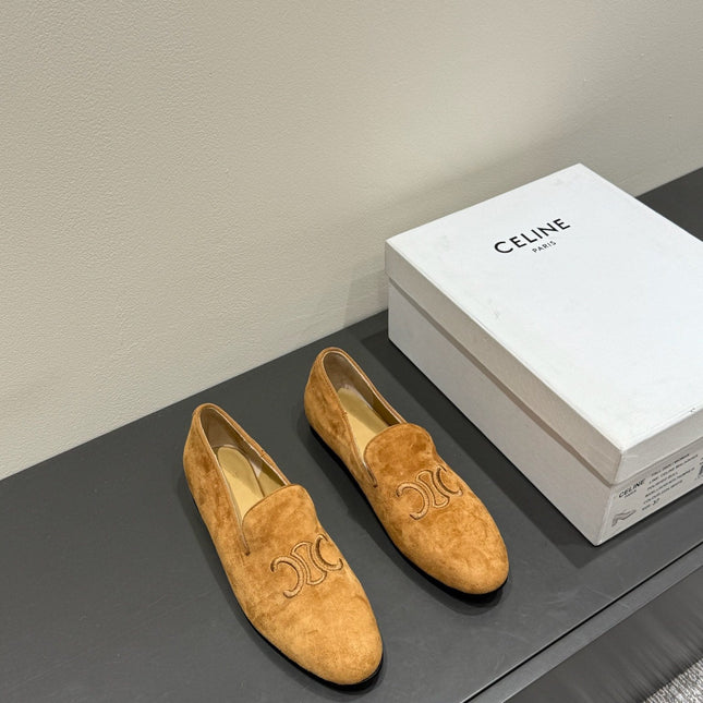 LOAFERS IN PEANUT BROWN SUEDE EMBROIDERED LOGO