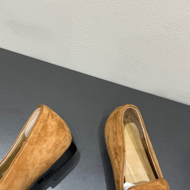 LOAFERS IN PEANUT BROWN SUEDE EMBROIDERED LOGO