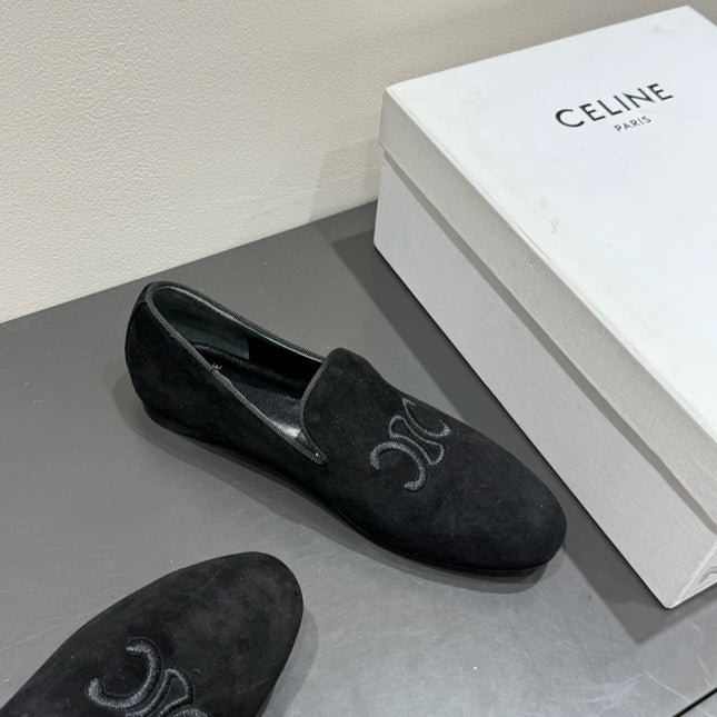 LOAFERS IN BLACK SUEDE EMBROIDERED LOGO