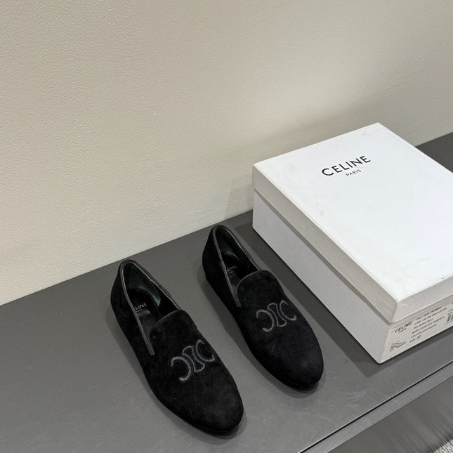LOAFERS IN BLACK SUEDE EMBROIDERED LOGO