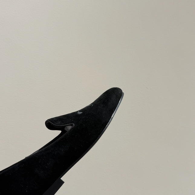 LOAFERS IN BLACK SUEDE EMBROIDERED LOGO