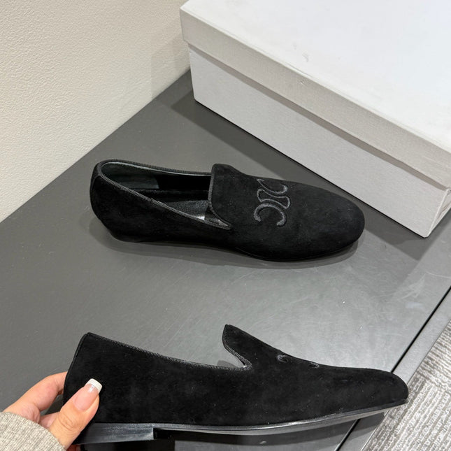 LOAFERS IN BLACK SUEDE EMBROIDERED LOGO