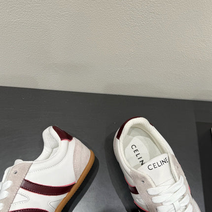 JOGGER LOW LACE-UP SNEAKER IN CALFSKIN & SUEDE WHITE/BEIGE/RED