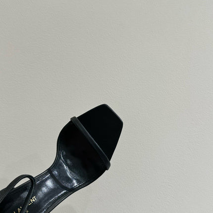 YSL HEELED SANDALS 25S 105 MM IN BLACK LAMBSKIN