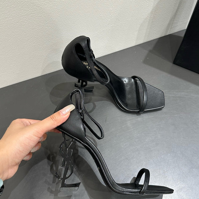 YSL HEELED SANDALS 25S 105 MM IN BLACK LAMBSKIN