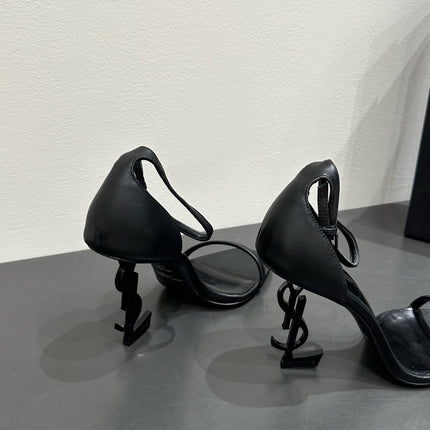 YSL HEELED SANDALS 25S 105 MM IN BLACK LAMBSKIN