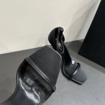 YSL HEELED SANDALS 25S 105 MM IN BLACK LAMBSKIN