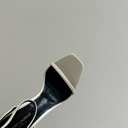 YSL HEELED SANDALS 25S 105 MM IN CREAM WHITE LAMBSKIN