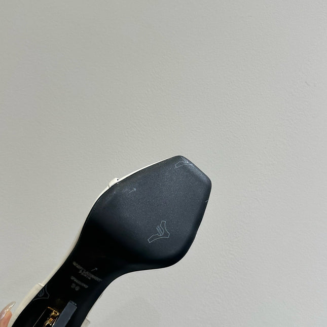 YSL HEELED SANDALS 25S 105 MM IN CREAM WHITE LAMBSKIN