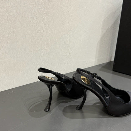 YSL HIGH SLINGBACK 25S IN BLACK SATIN