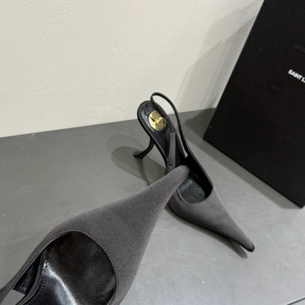 YSL HIGH SLINGBACK 25S IN BLACK SATIN