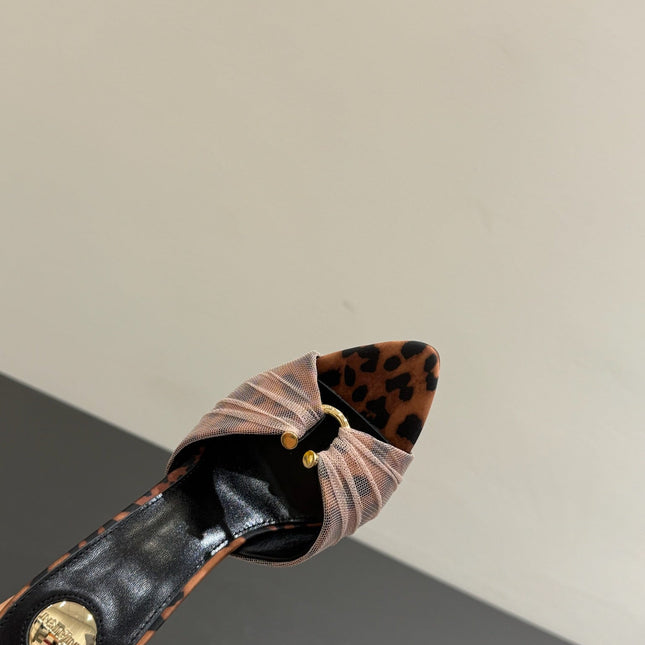 YSL HIGH HEEL 25S 100 MM IN LEOPARD PRINT LAMBSKIN