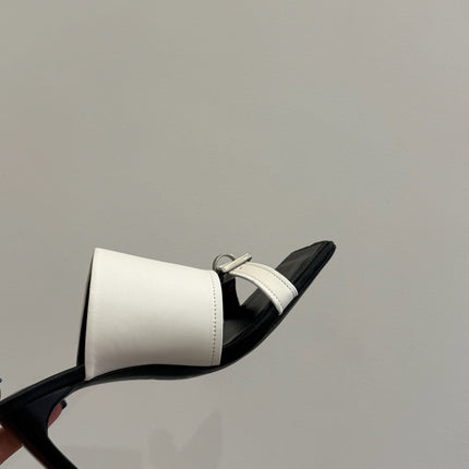 BALENCIAGA 25S HIGH-HEELED SANDALS IN WHITE CALFSKIN WITH SILVER HARDWARE