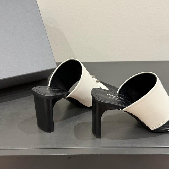 BALENCIAGA 25S HIGH-HEELED SANDALS IN WHITE CALFSKIN WITH SILVER HARDWARE