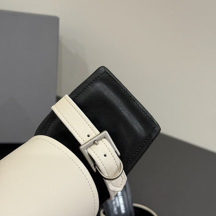 BALENCIAGA 25S HIGH-HEELED SANDALS IN WHITE CALFSKIN WITH SILVER HARDWARE