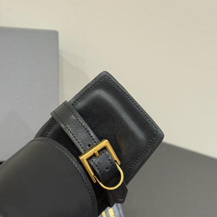 BALENCIAGA 25S HIGH-HEELED SANDALS IN BLACK CALFSKIN WITH GOLD HARDWARE