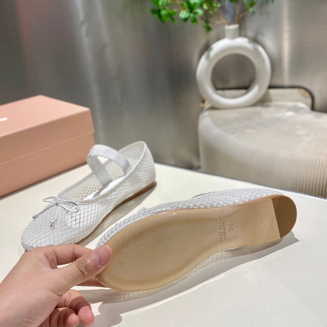 MARY JANE FLAT IN WHITE MESH