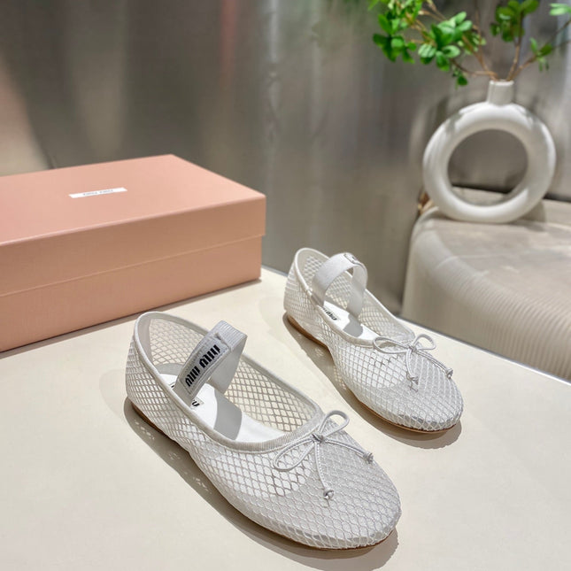 MARY JANE FLAT IN WHITE MESH
