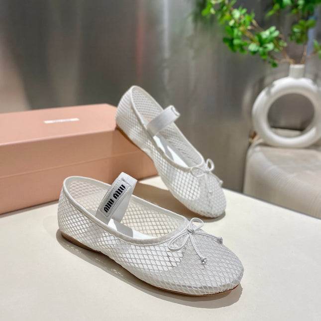 MARY JANE FLAT IN WHITE MESH