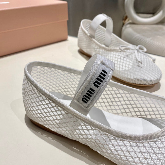 MARY JANE FLAT IN WHITE MESH