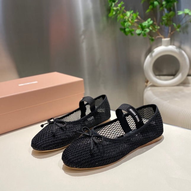 MARY JANE FLAT IN BLACK MESH