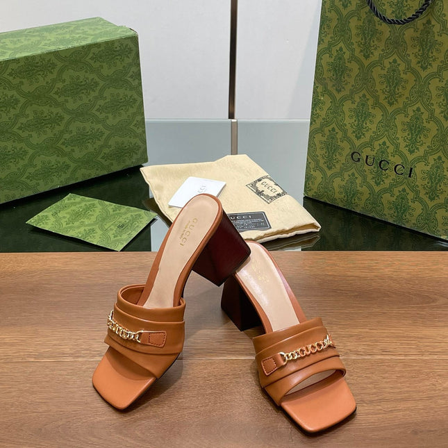 GG SIGNORIA SLIDE SANDAL CARAMEL DENIM