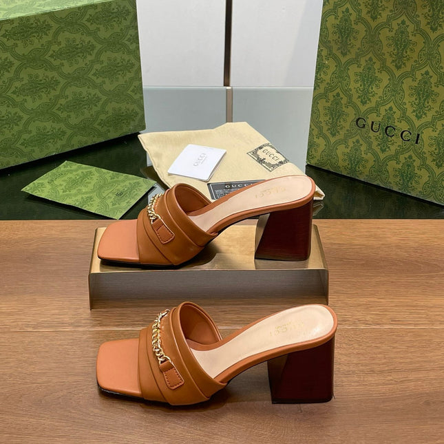 GG SIGNORIA SLIDE SANDAL CARAMEL DENIM